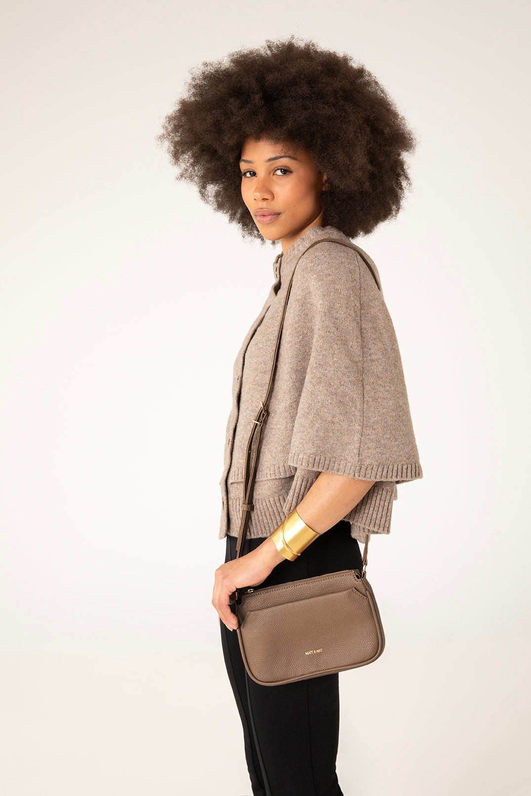 IVY Vegan Crossbody Bag - Grain | Color: Black - variant::black