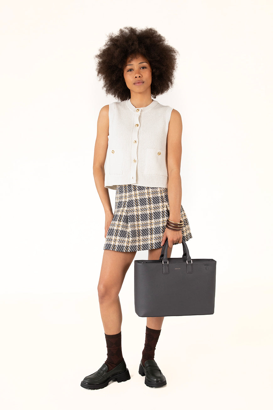 SEVYN Vegan Satchel - Grain | Color: Coal - variant::coal