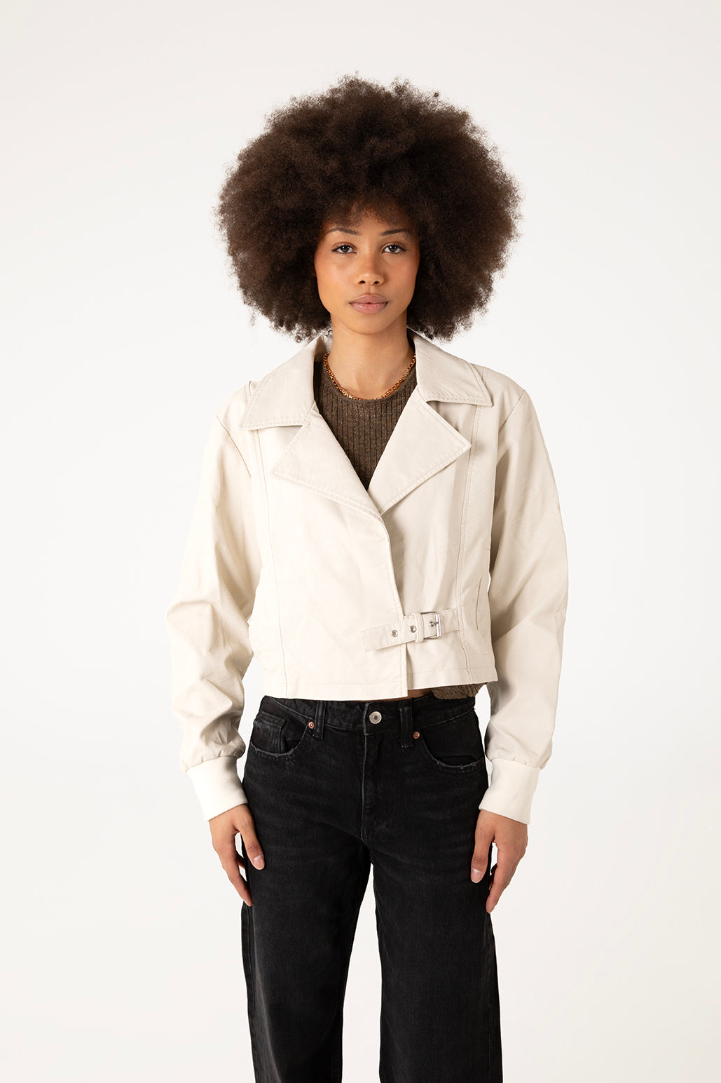 SESSA Women's Vegan Biker Jacket | Color: Black - variant::black