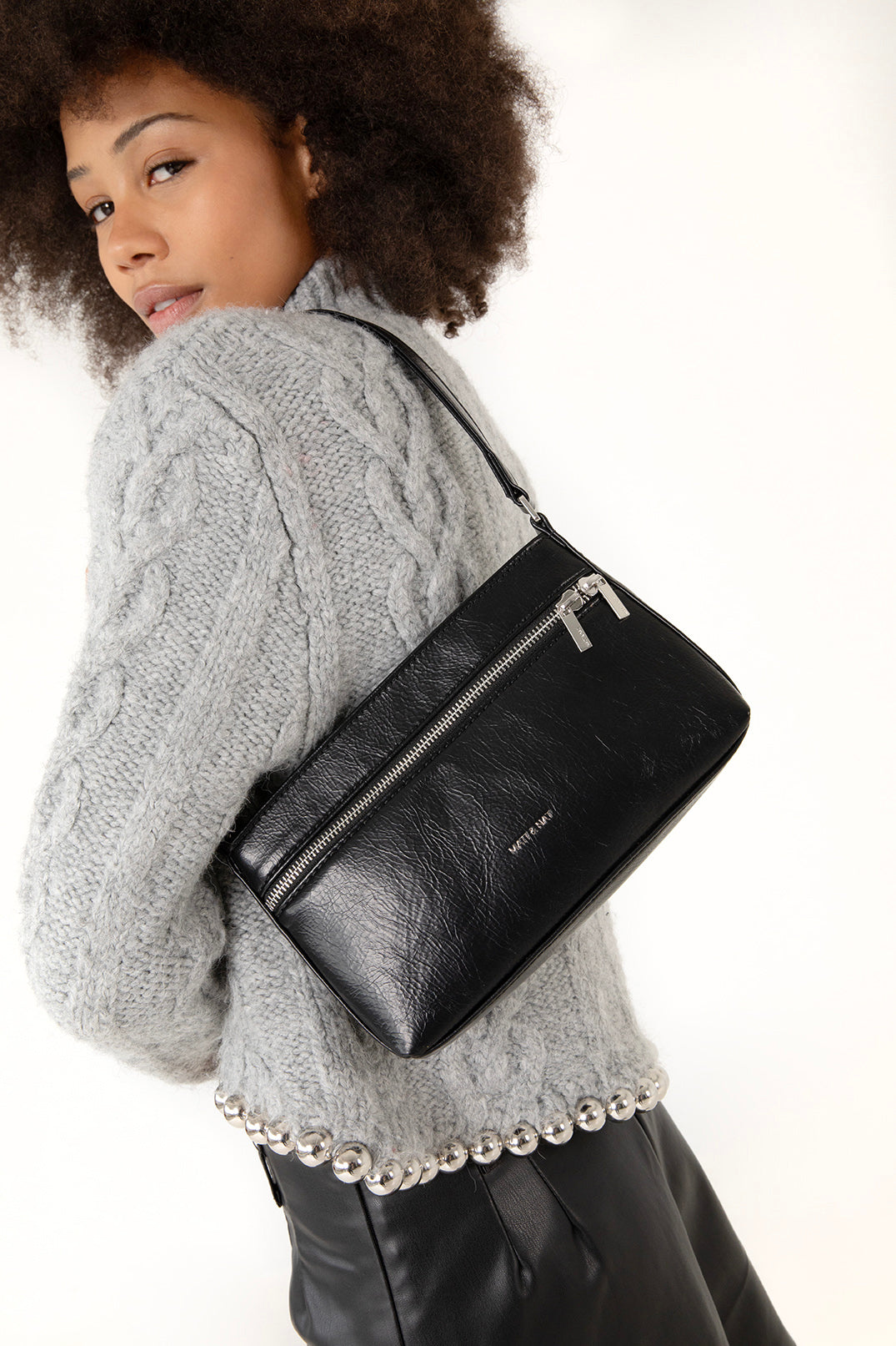 MALENESM Small Vegan Shoulder Bag – Theme | Color: Coffee - variant::coffee