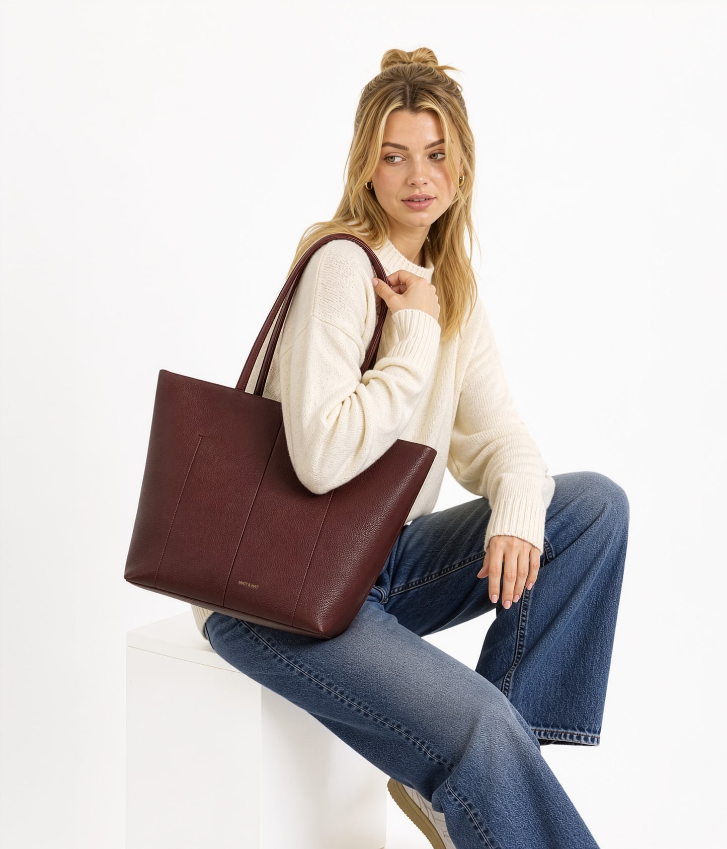 NATALIA Vegan Tote Bag – Grain | Color: Black - variant::black