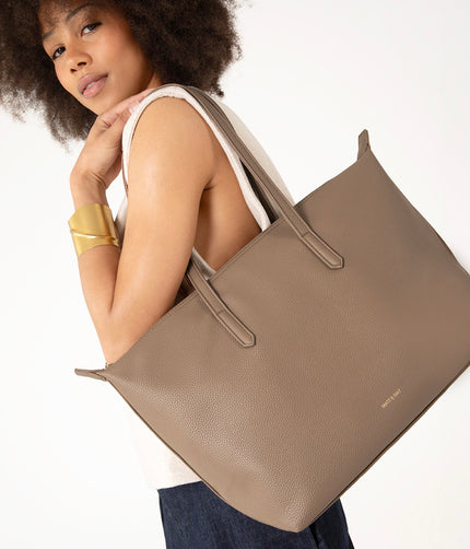 ABBI Vegan Tote Bag - Grain | Color: Black - variant::black