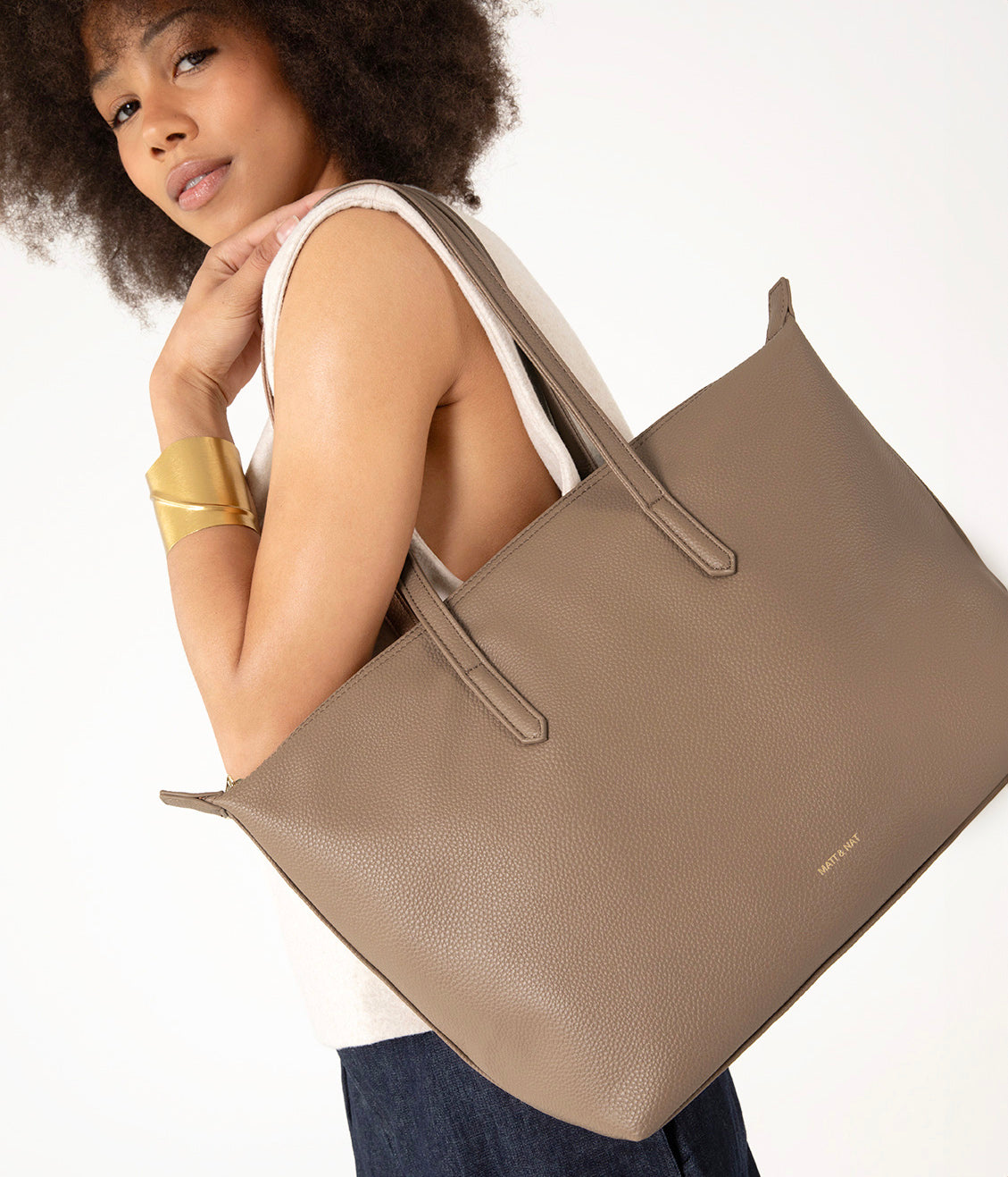 ABBI Vegan Tote Bag - Grain | Color: Black - variant::black