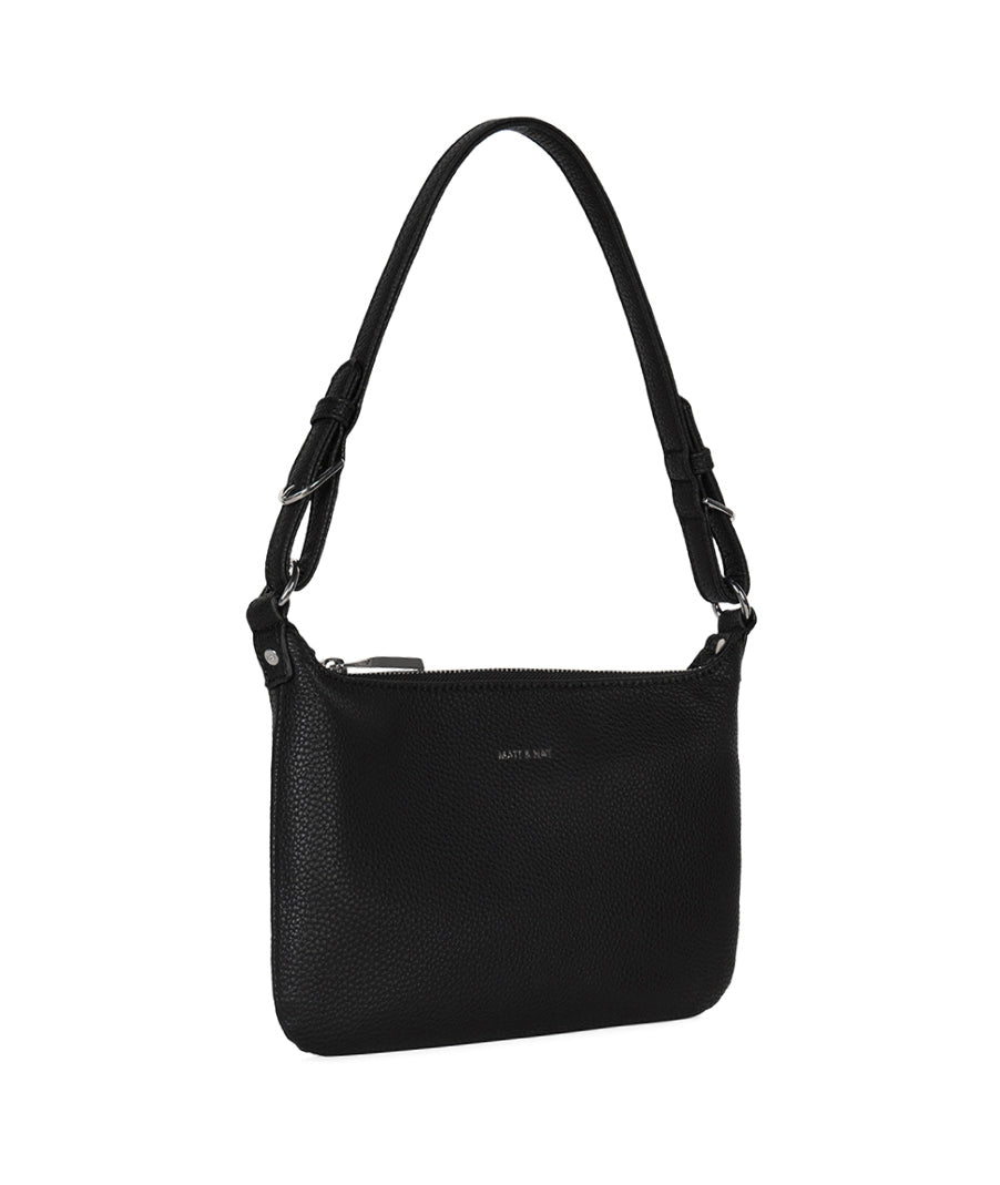JINA Vegan Shoulder Bag - Grain | Color: Black - variant::black