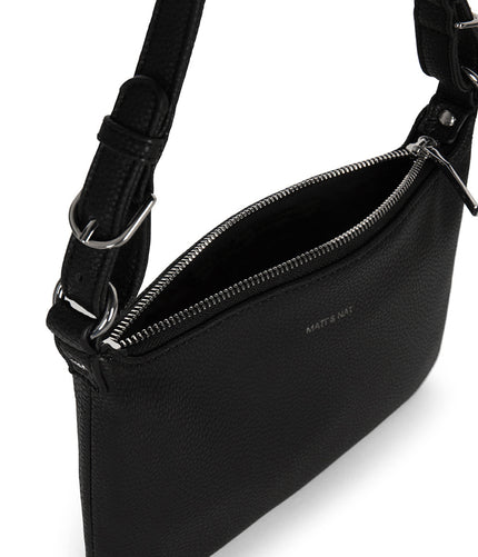 JINA Vegan Shoulder Bag - Grain | Color: Black - variant::black