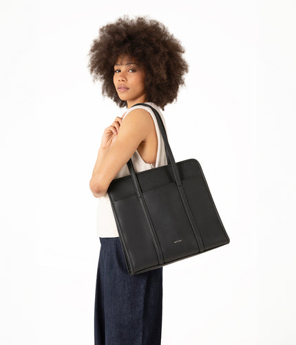 LUSIK Vegan Tote Bag – Grain | Color: Black - variant::black