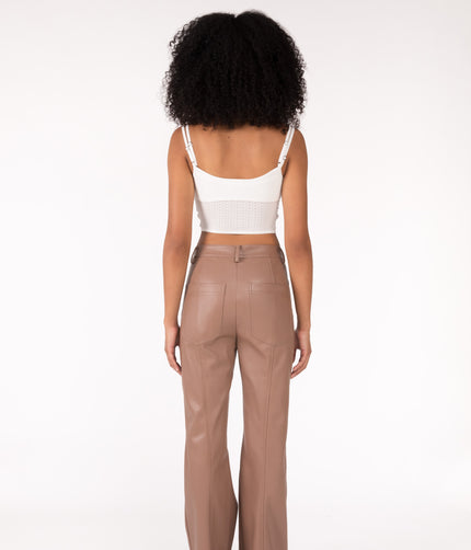 GWEN Women's High-Waisted Vegan Pants | Color: Beige - variant::cafe