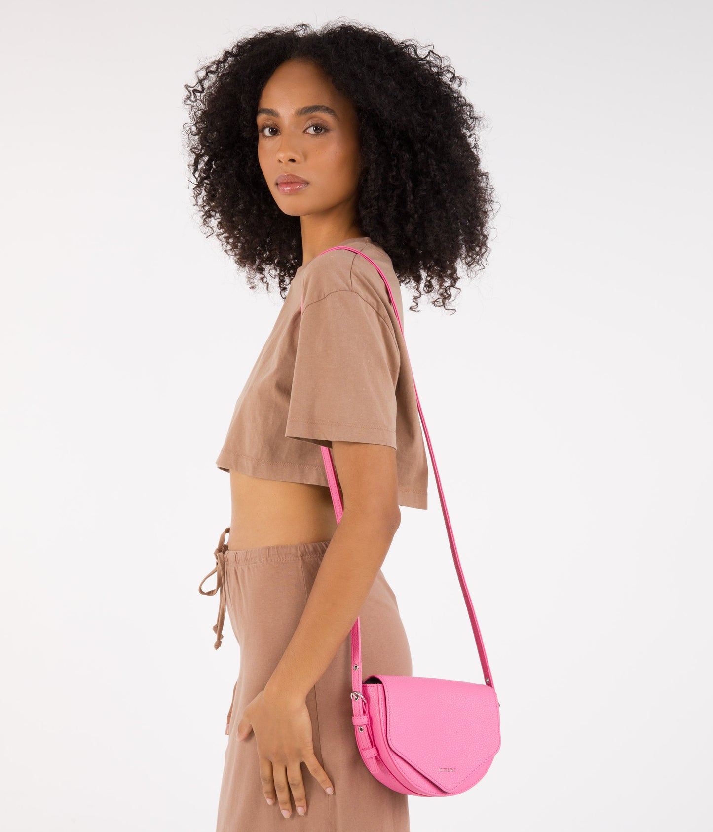 TWILL Vegan Saddle Bag - Purity | Color: Pink - variant::rosebud