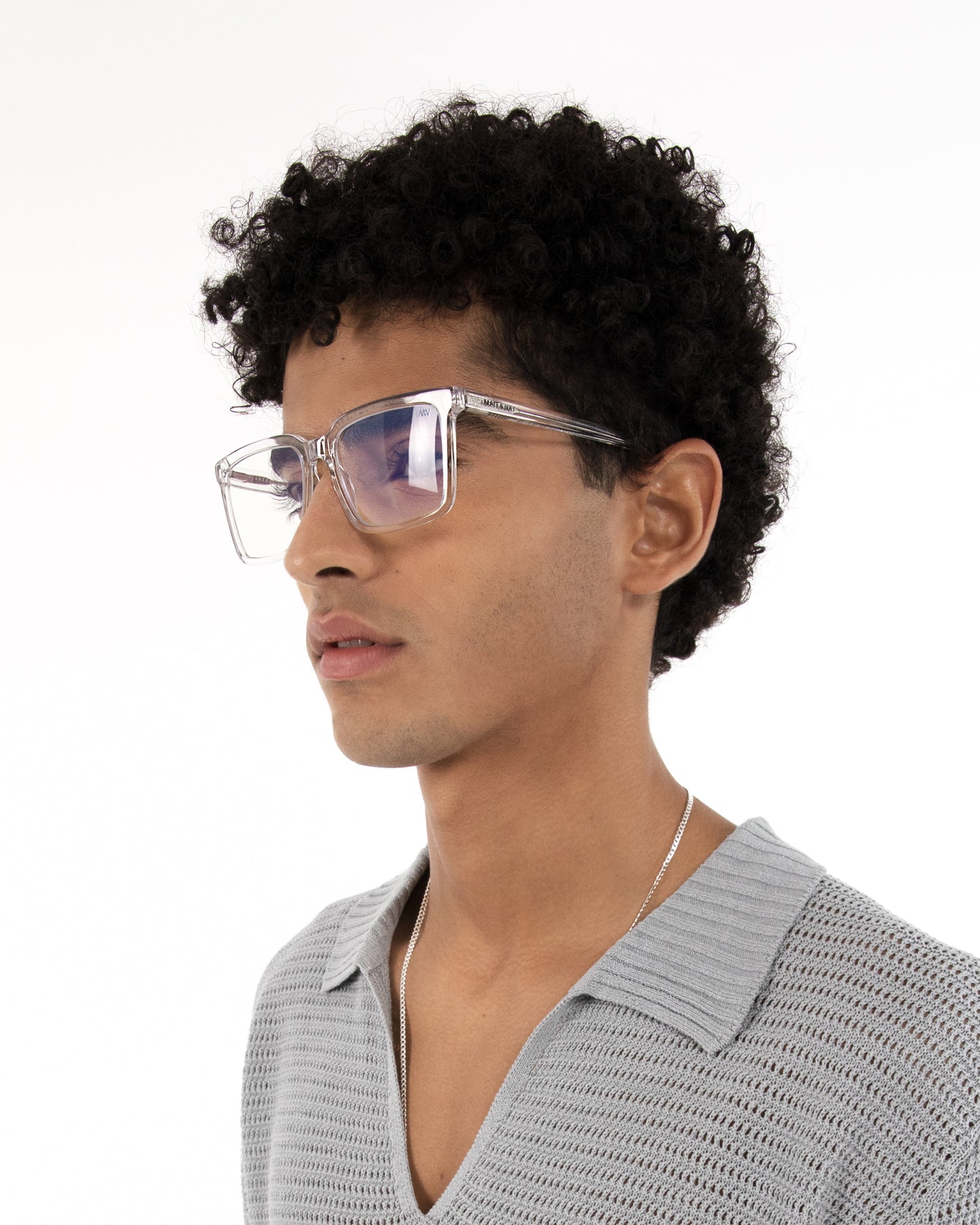 AMINE-3 Recycled Square Reading Glasses | Color: Clear - variant::clear