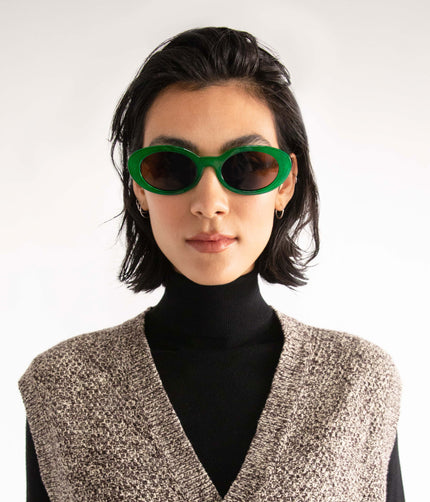 MIELA-2 Recycled Oval Sunglasses | Color: Black, Grey - variant::black