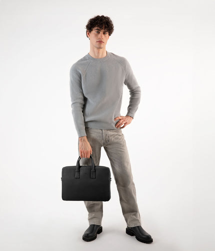 BELEM Vegan Briefcase - Grain | Color: Black - variant::black