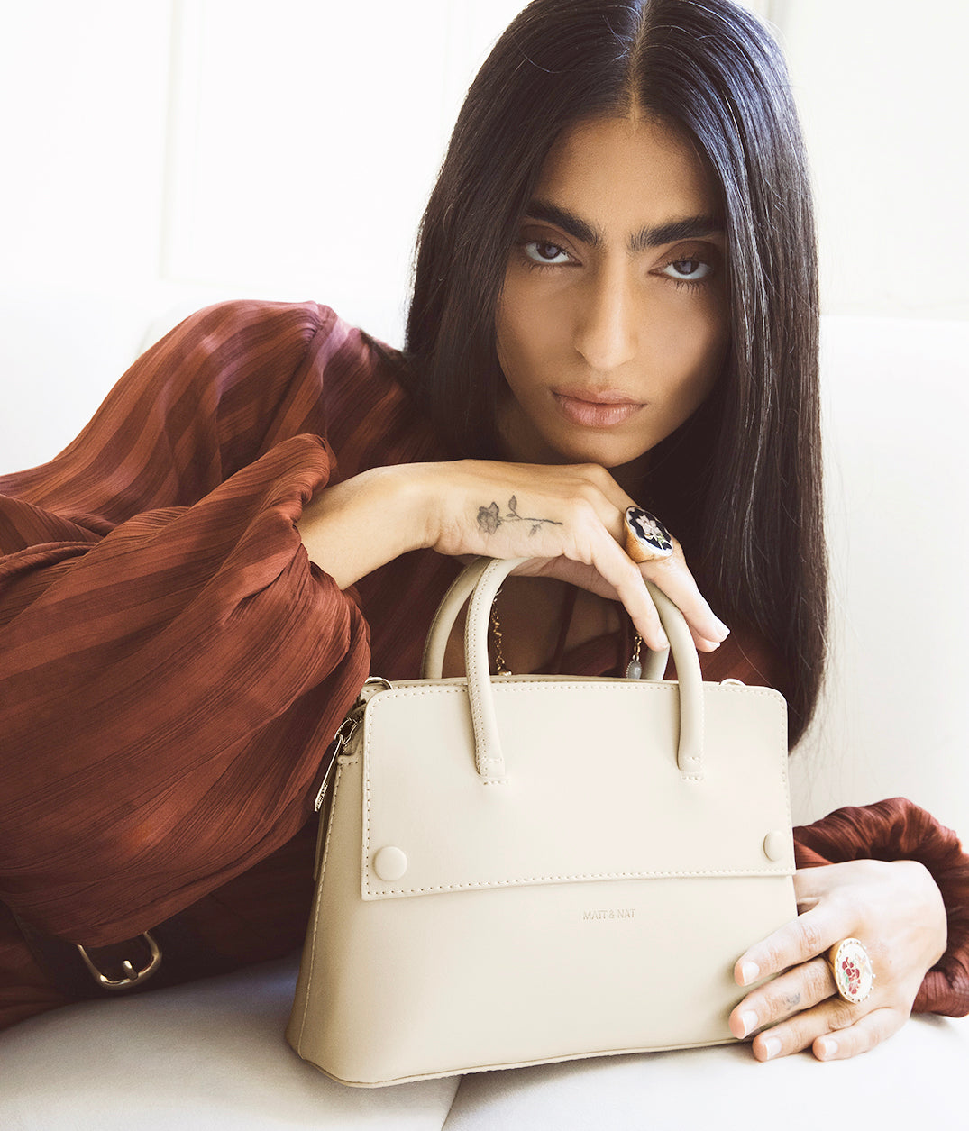 SILVA SM Small Vegan Satchel - UPPEAL™ | Color: Caicos - variant::caicos
