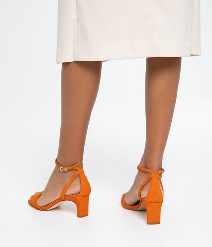 ELODIE Women's Vegan High Heel Sandals | Color: Orange - variant:orange