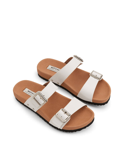 IBAKA Women's Vegan Buckle Sandals | Color: White - variant::white