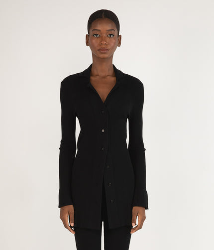 PEARL Women's Bamboo Ribbed Cardigan | Color: Black - variant::black