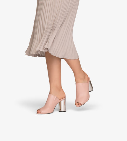 LEONE Vegan High Heel Mules | Color: Red - variant::ruby