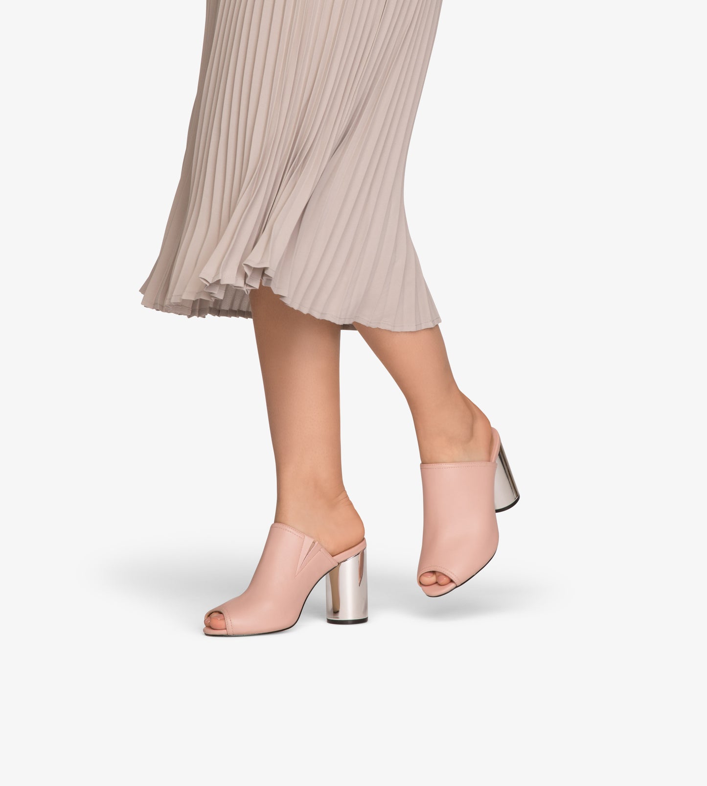 LEONE Vegan High Heel Mules | Color: Red - variant::ruby