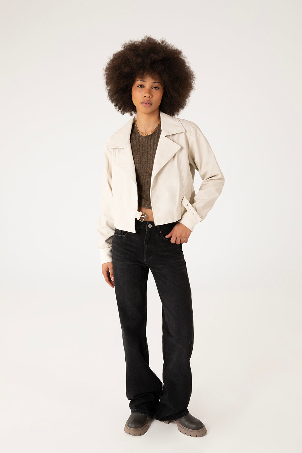 SESSA Women's Vegan Biker Jacket | Color: Black - variant::black