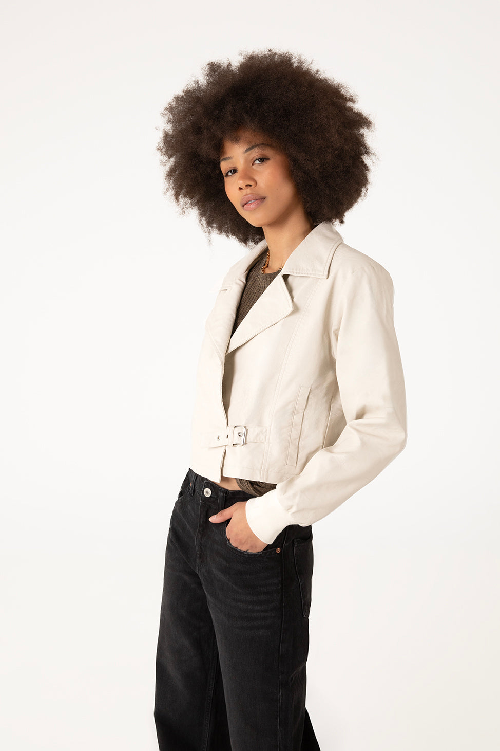 SESSA Women's Vegan Biker Jacket | Color: Black - variant::black