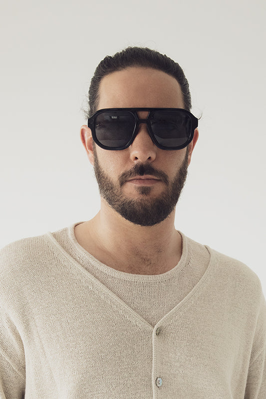 LIVY Aviator Style Recycled Sunglasses | Color: Black - variant::black