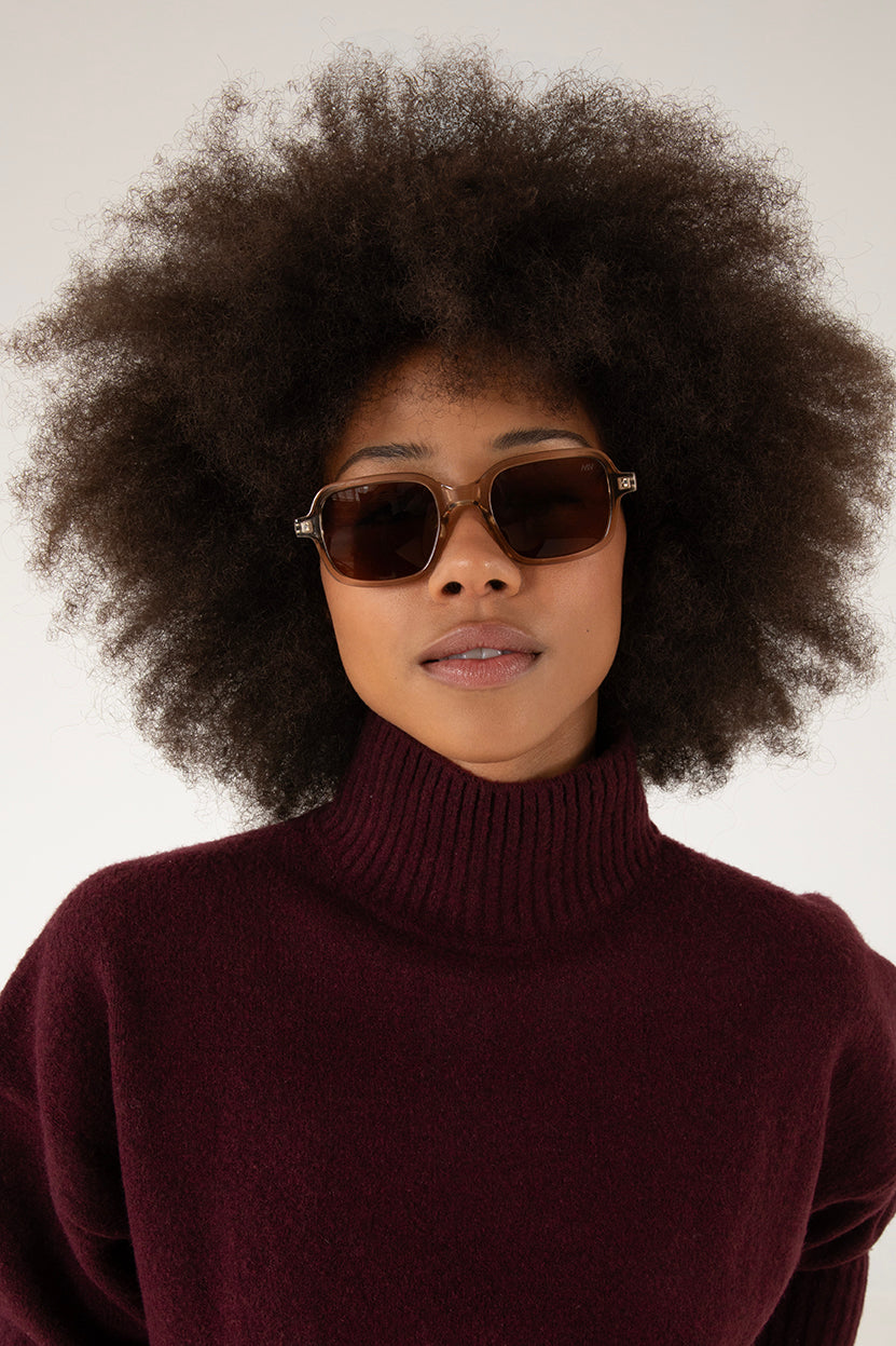 MEJIA Recycled Square Sunglasses | Color: Clear - variant::clear