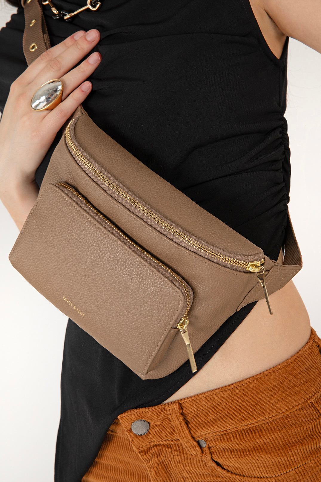 KORA Vegan Belt Bag - Grain | Color: Black - variant::black