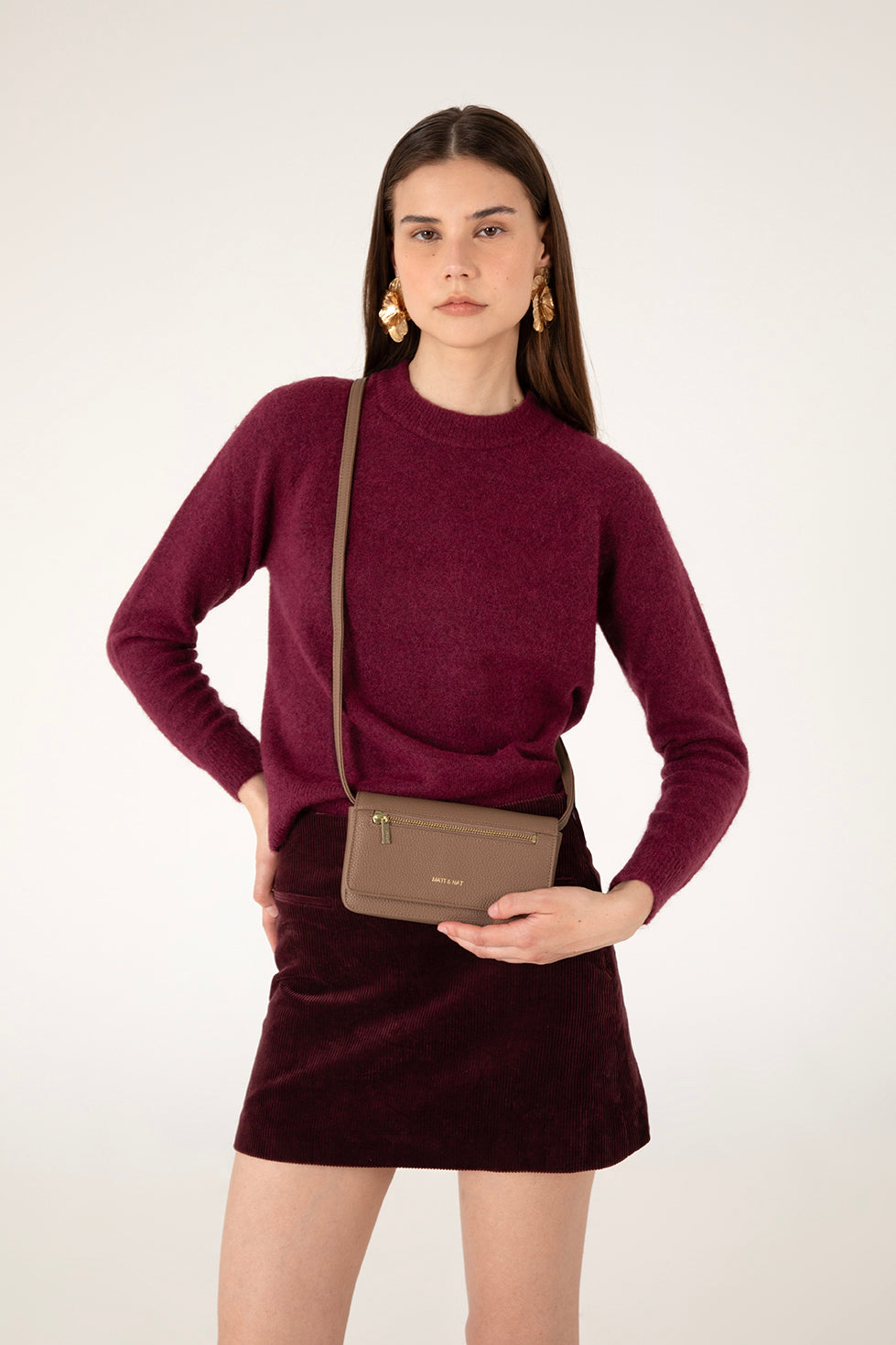 ERIN Vegan Crossbody Bag - Grain | Color: Quartz - variant::quartz