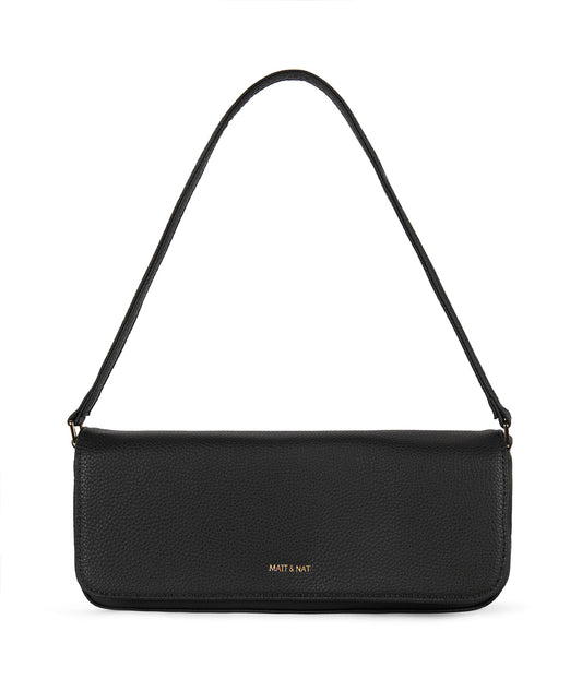 ENA Vegan Shoulder Bag - Grain | Color: Black - variant::black