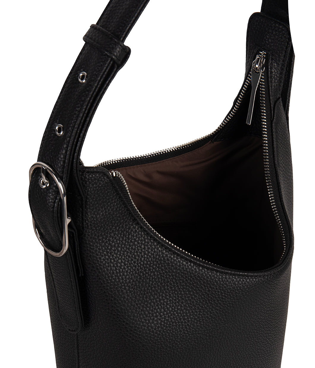 JESA Vegan Hobo Bag - Grain | Color: Black - variant::black