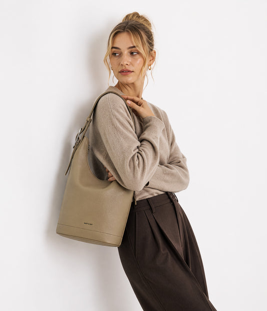 JESA Vegan Hobo Bag - Grain | Color: Fudge - variant::fudge