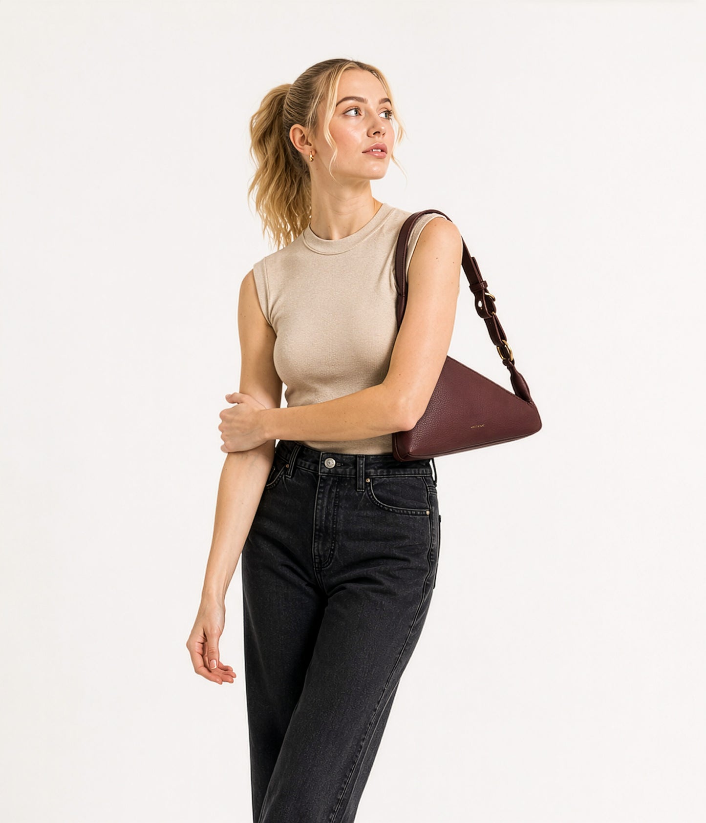 MATINA Vegan shoulder bag - Grain | Color: Black - variant::black