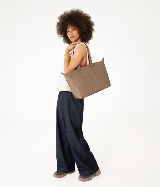 ABBI Vegan Tote Bag - Grain | Color: Black - variant::black