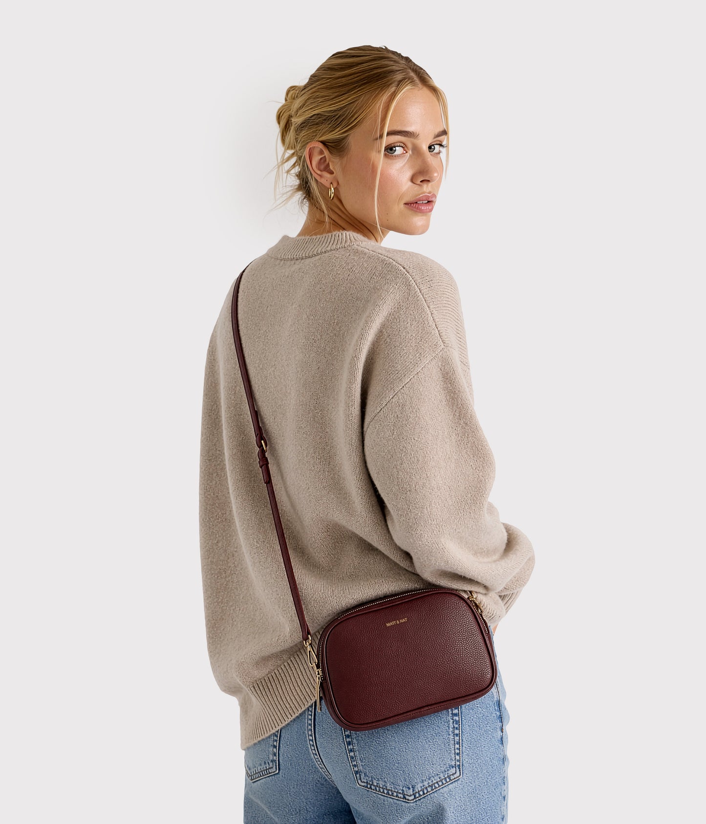 PAIR Vegan Crossbody Bag - Grain | Color: Cherry - variant::cherry