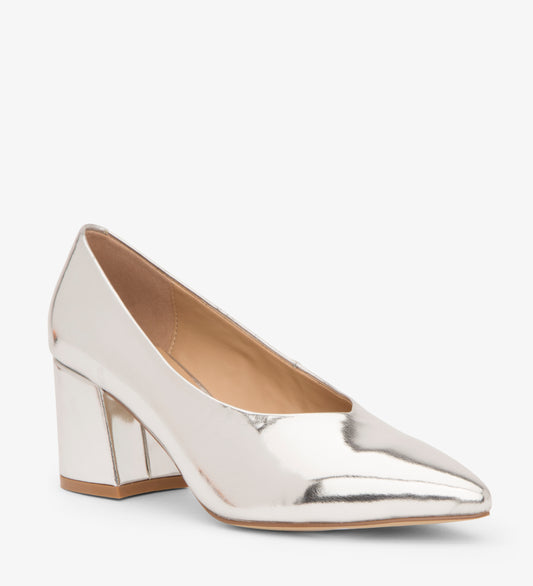 SIBYL Vegan Block Heels | Color: Metalic - variant::Silver