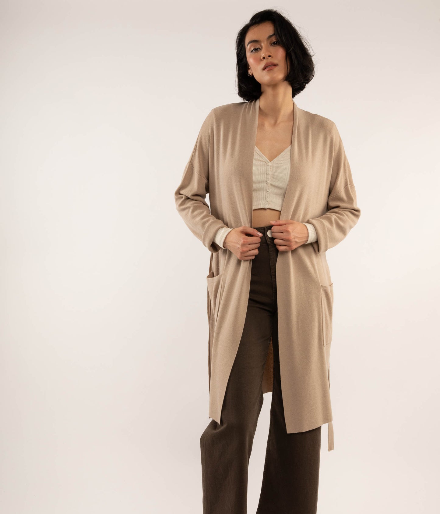 CAROL Long Sleeve Cardigan | Color: Black - variant::black