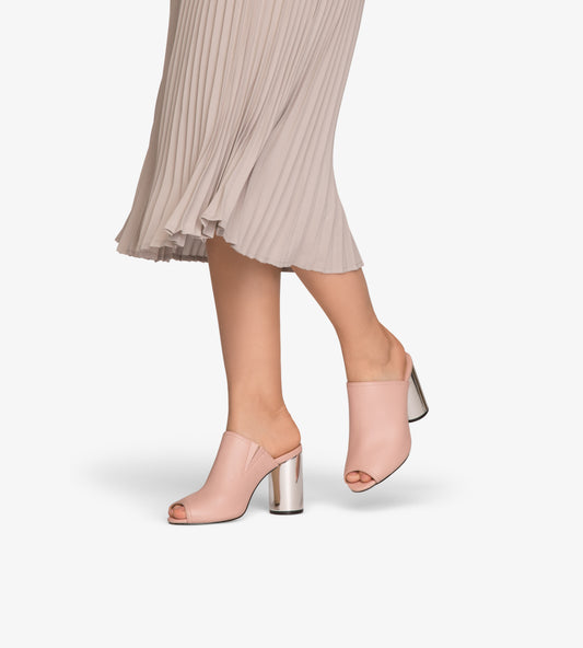 LEONE Vegan High Heel Mules | Color: Pink - variant::blossom